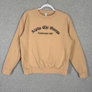 Alpha Chi Omega Sweatshirt Womens Medium Tan Sorority College University Neutral